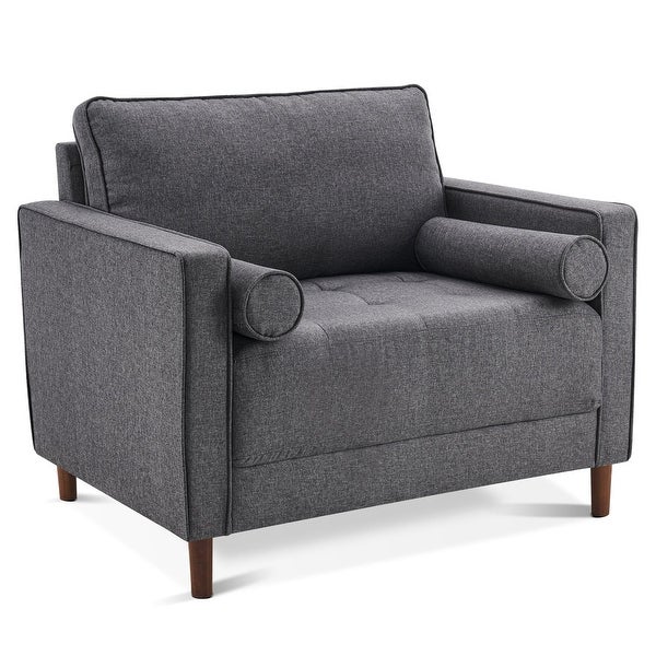 Mcombo Accent Chair， Linen Lounge Sofa Couch with Pillows， Large Club Armchair for Living Room Bedroom