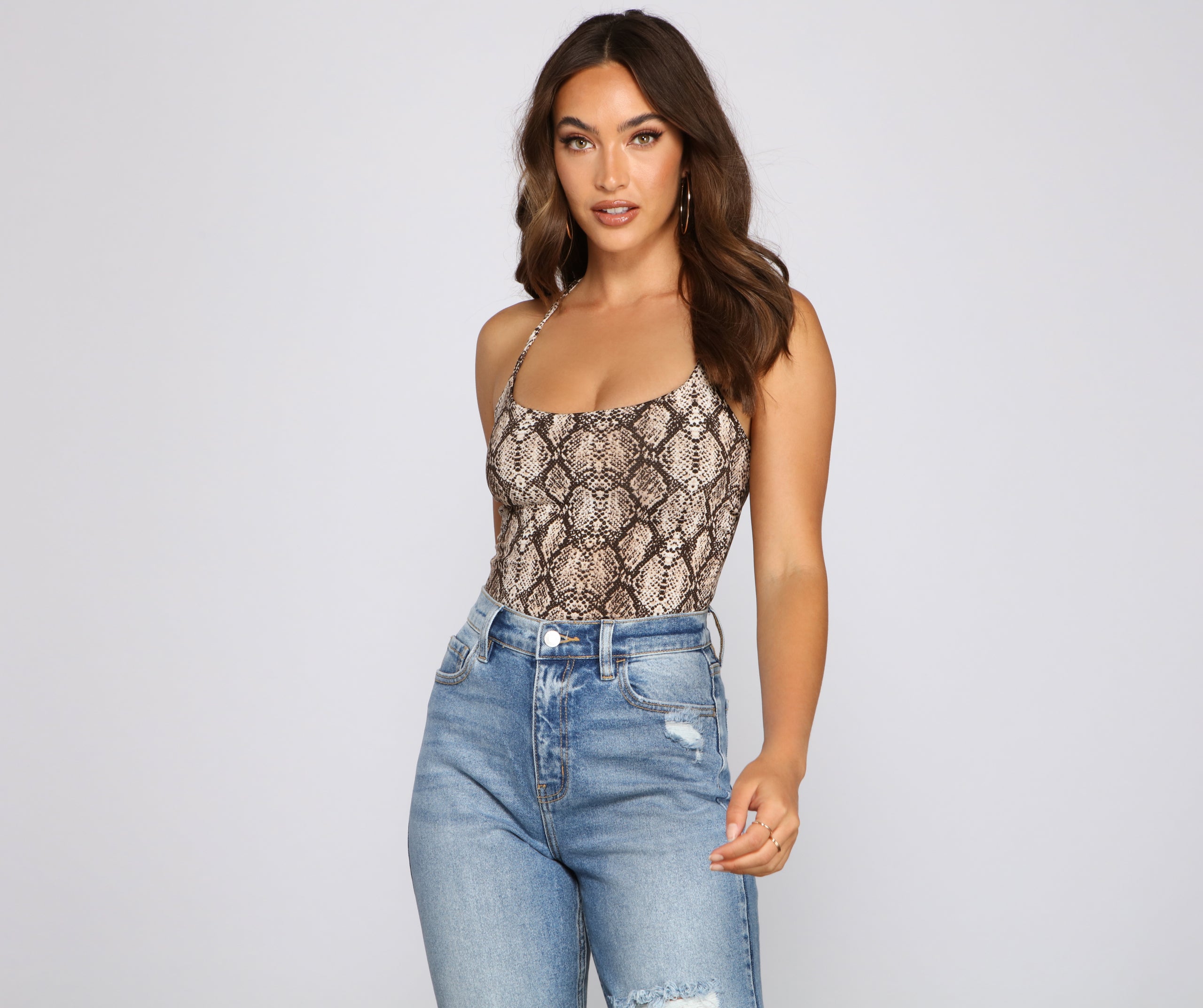 Snake Print Vixen Lace-Up Bodysuit