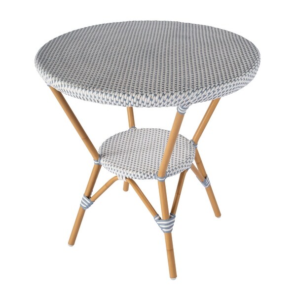 Tobias Outdoor Rattan and Metal Round Bistro Table