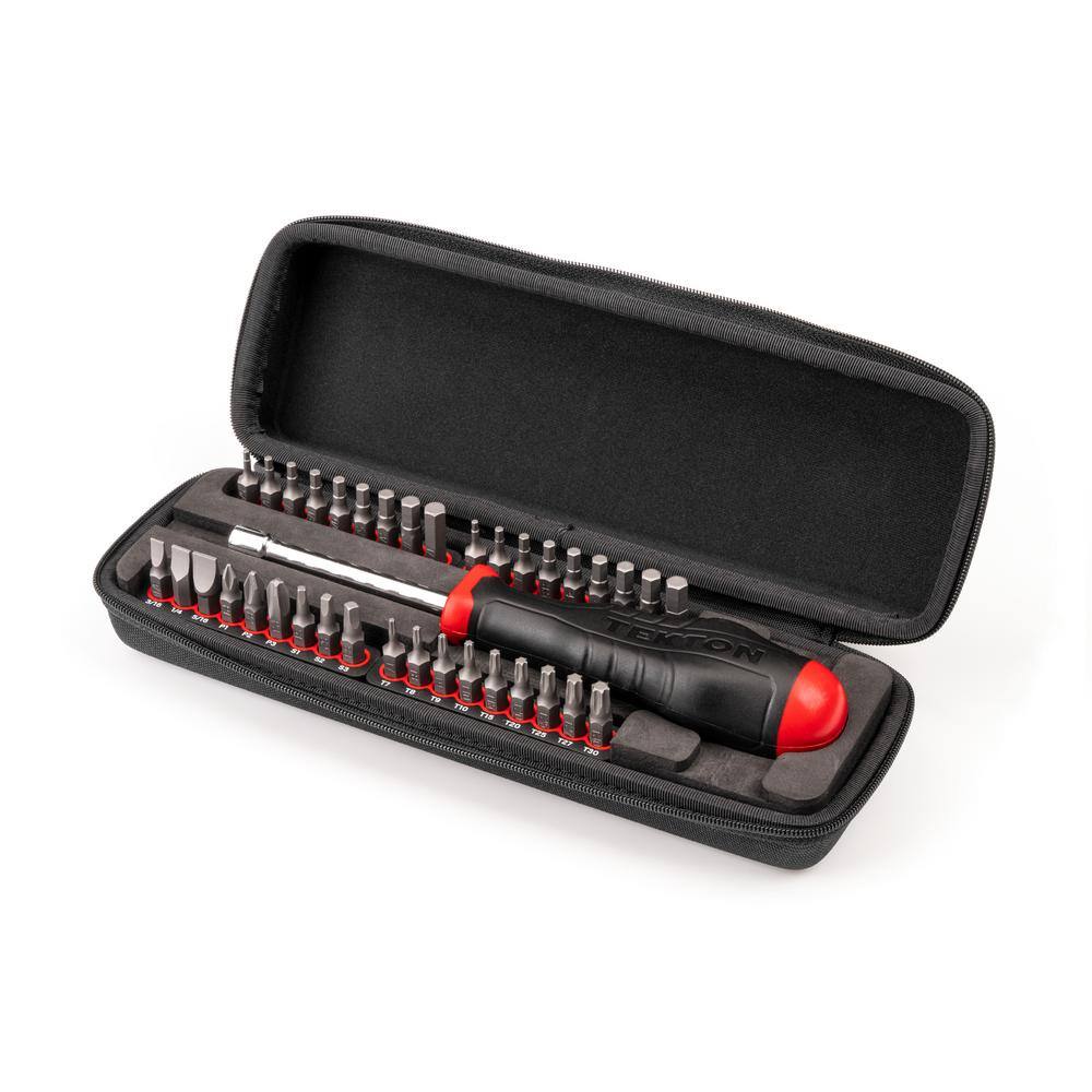 TEKTON 14 in. Bit Screwdriver and Bit Set with Case (37-Piece) DBH93101