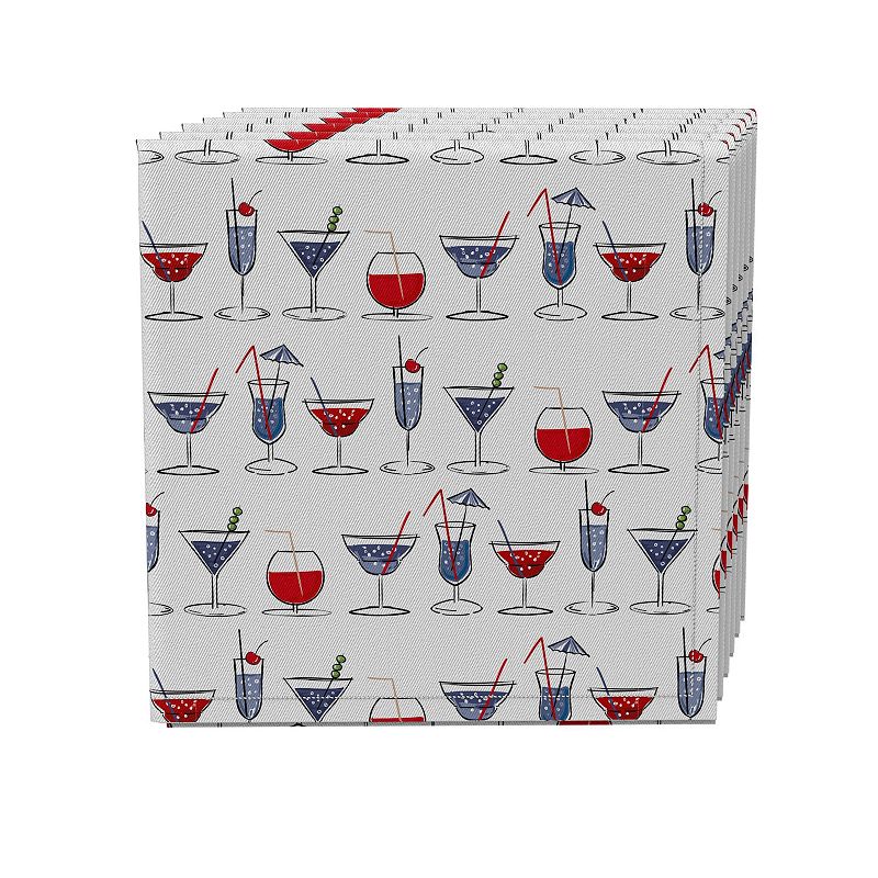 Napkin Set of 4， 100% Cotton， 20x20， Cocktails in Hand