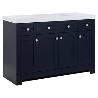 Glacier Bay Everdean 48.5 in. W x 18.75 in. D x 34.38 in. H Bath Vanity in Deep Blue with White Cultured Marble Top EV48P2-DB