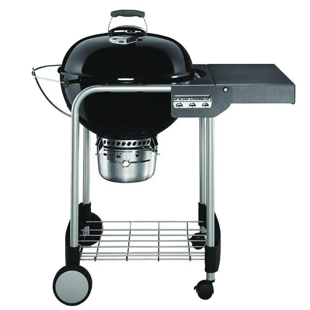 22 in. Performer Charcoal Grill in Black with Built-In Thermometer and Storage Rack