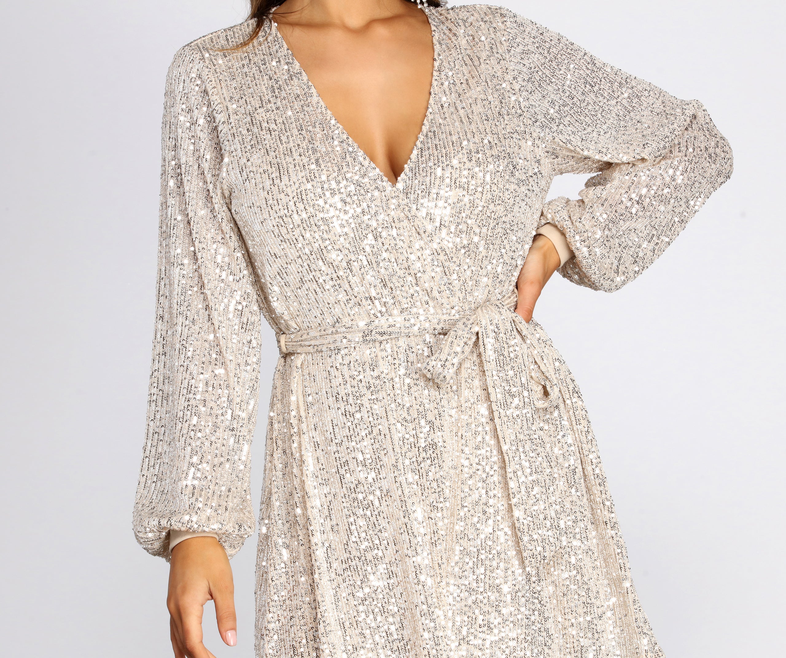 Stunner In Sequins Long Sleeve Trench