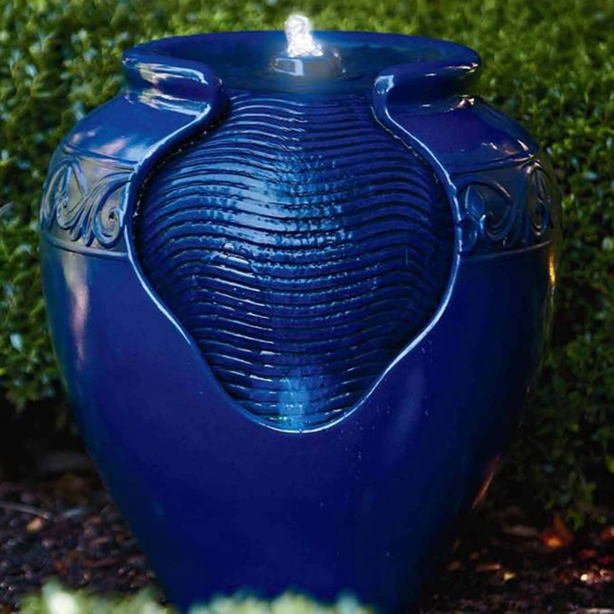 Teamson Home Outdoor Glazed Pot Floor Fountain - Royal Blue