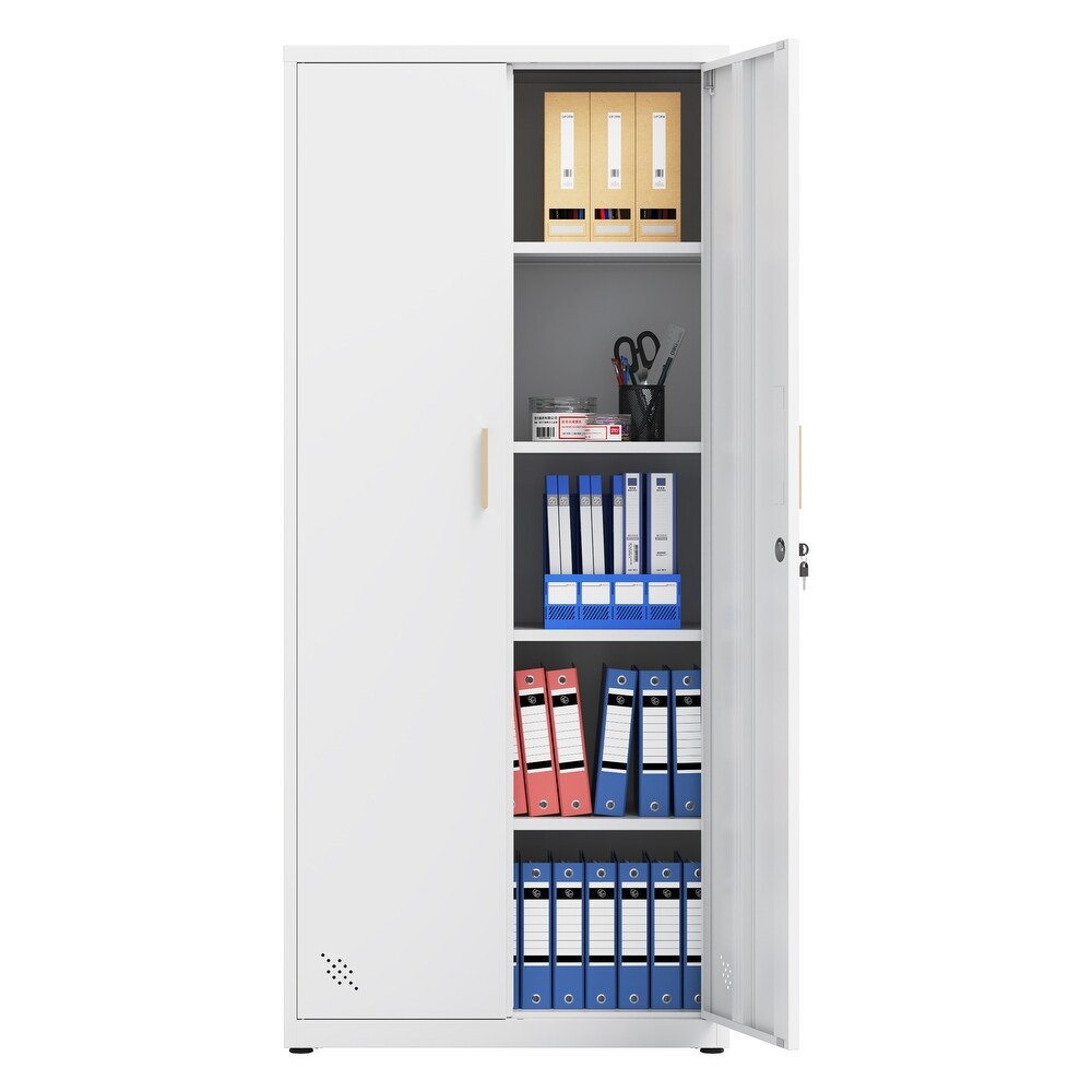 High Storage Cabinet with 2 Doors and 4 Partitions