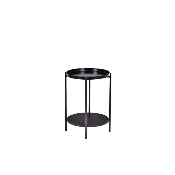 Round Wooden Side Table Iron And Wood 15.5x16x22.2 Inch - 16x16x22