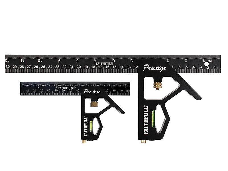 Faithfull Prestige Combination Square Twin Pack 150mm (6in) and 300mm (12in)