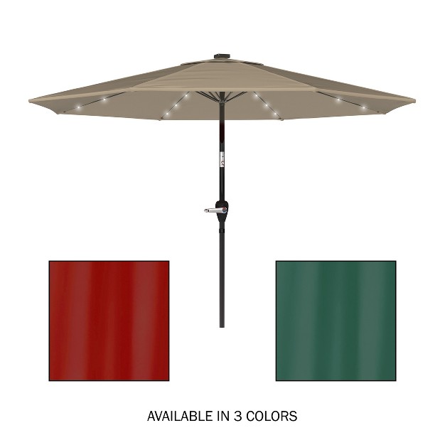 Nature Spring Tilting Patio Umbrella With Solar Led Lights 10 x27 Sand