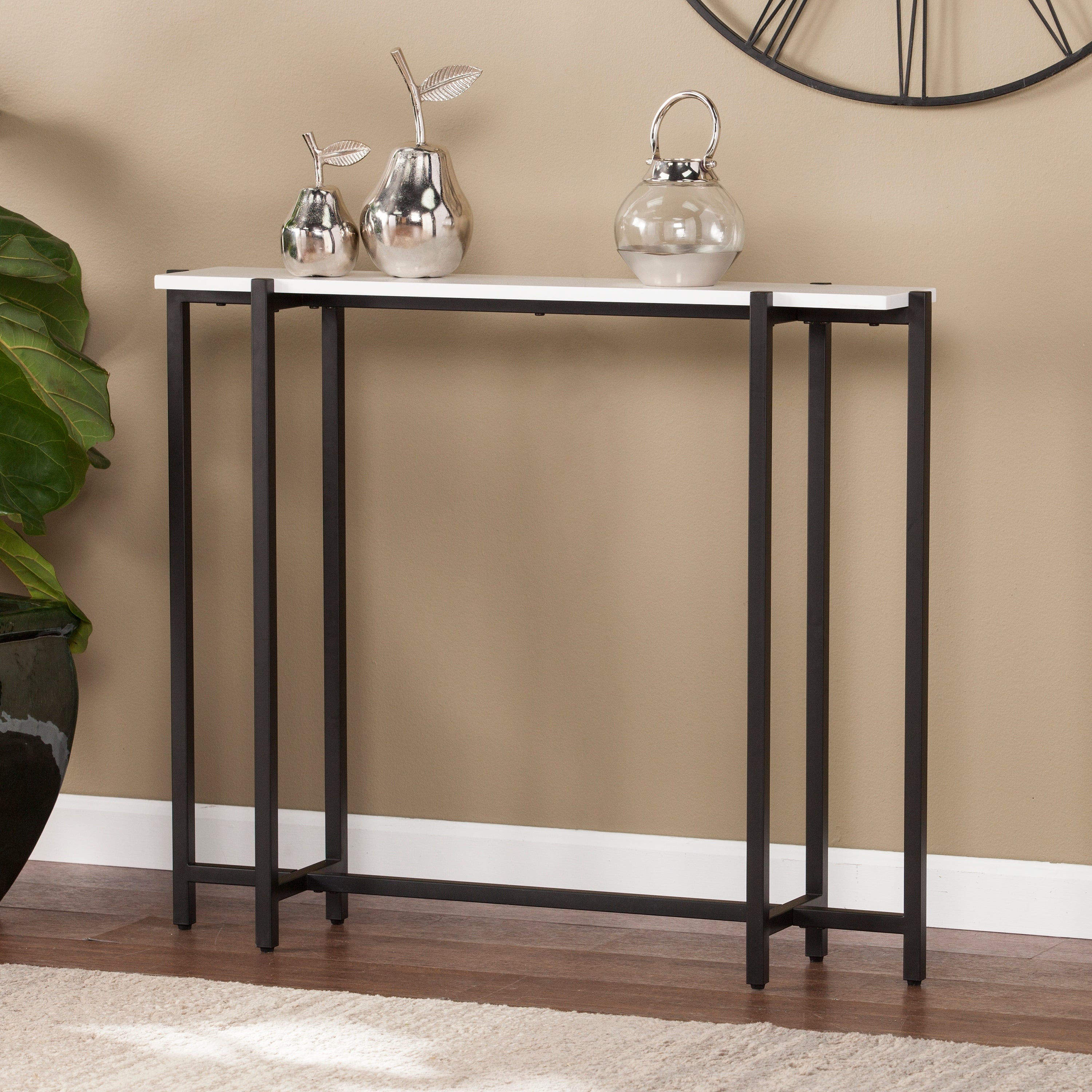 SEI Furniture Hedley Black w/ White Contemporary Narrow Console Table