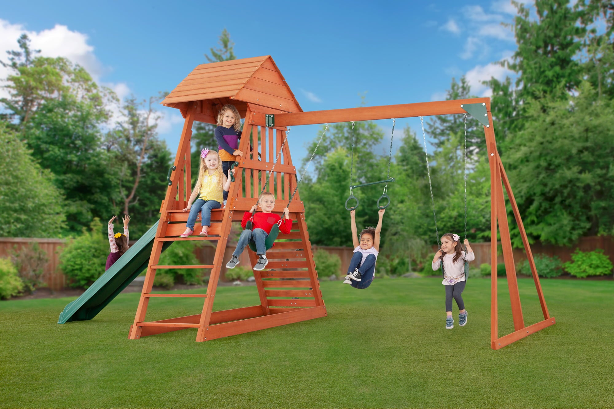 Cedar Chalet Wooden Swingset