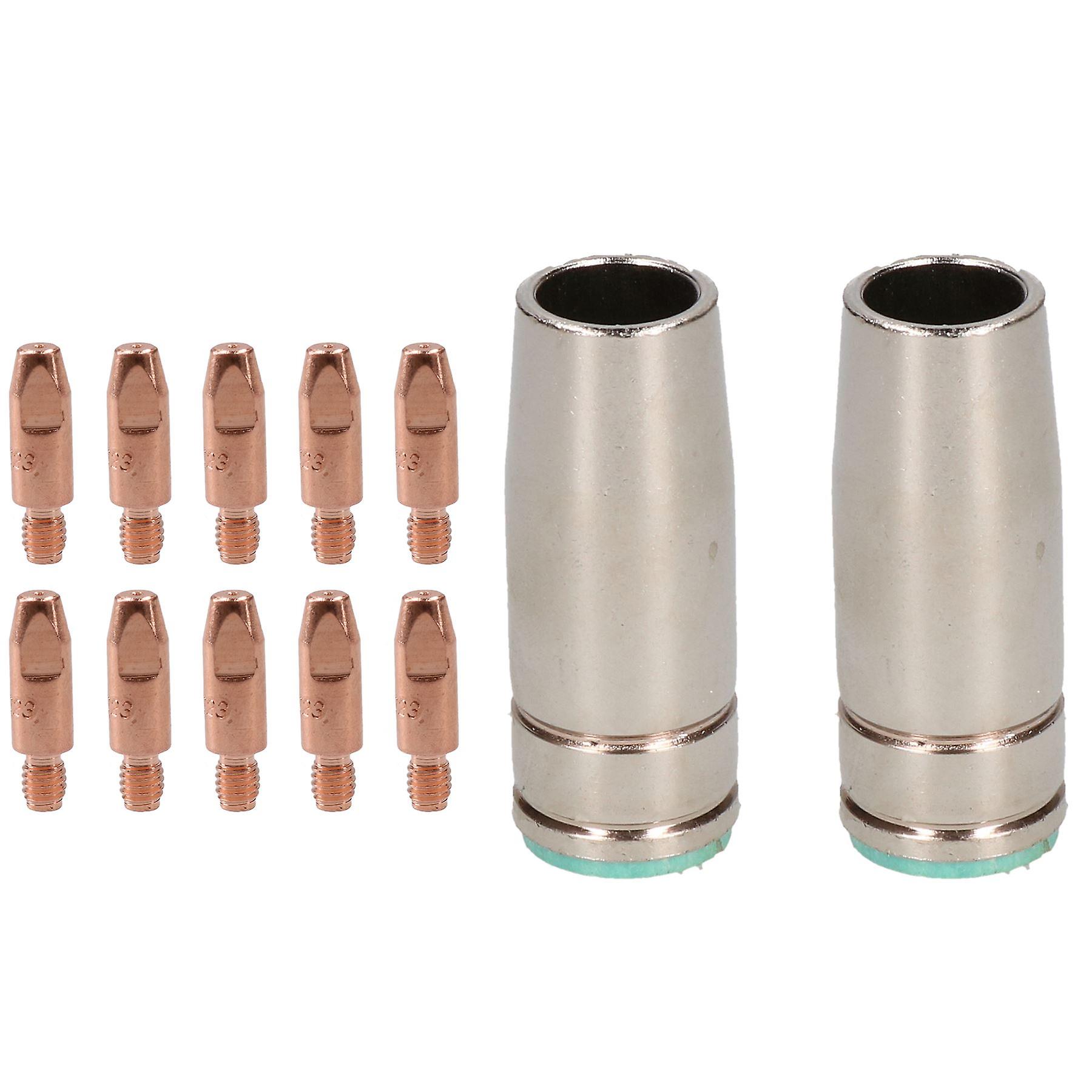 2 shroud and 10 x 0.6mm Round Contact Tips MIG Welding Binzel Style Euro MB25