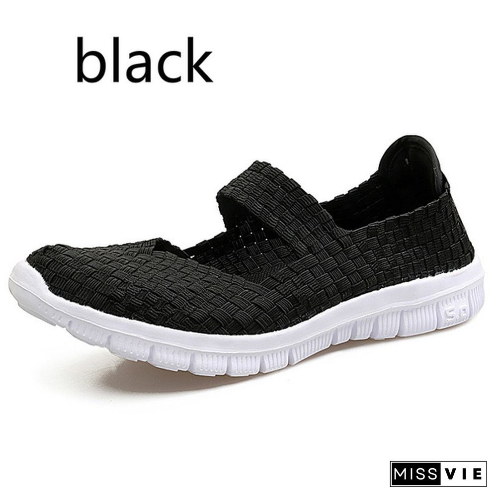 8 Colors Women's Slip On Running Shoes Casual Breathable Mesh Fabric Sneaker Flat Sandals