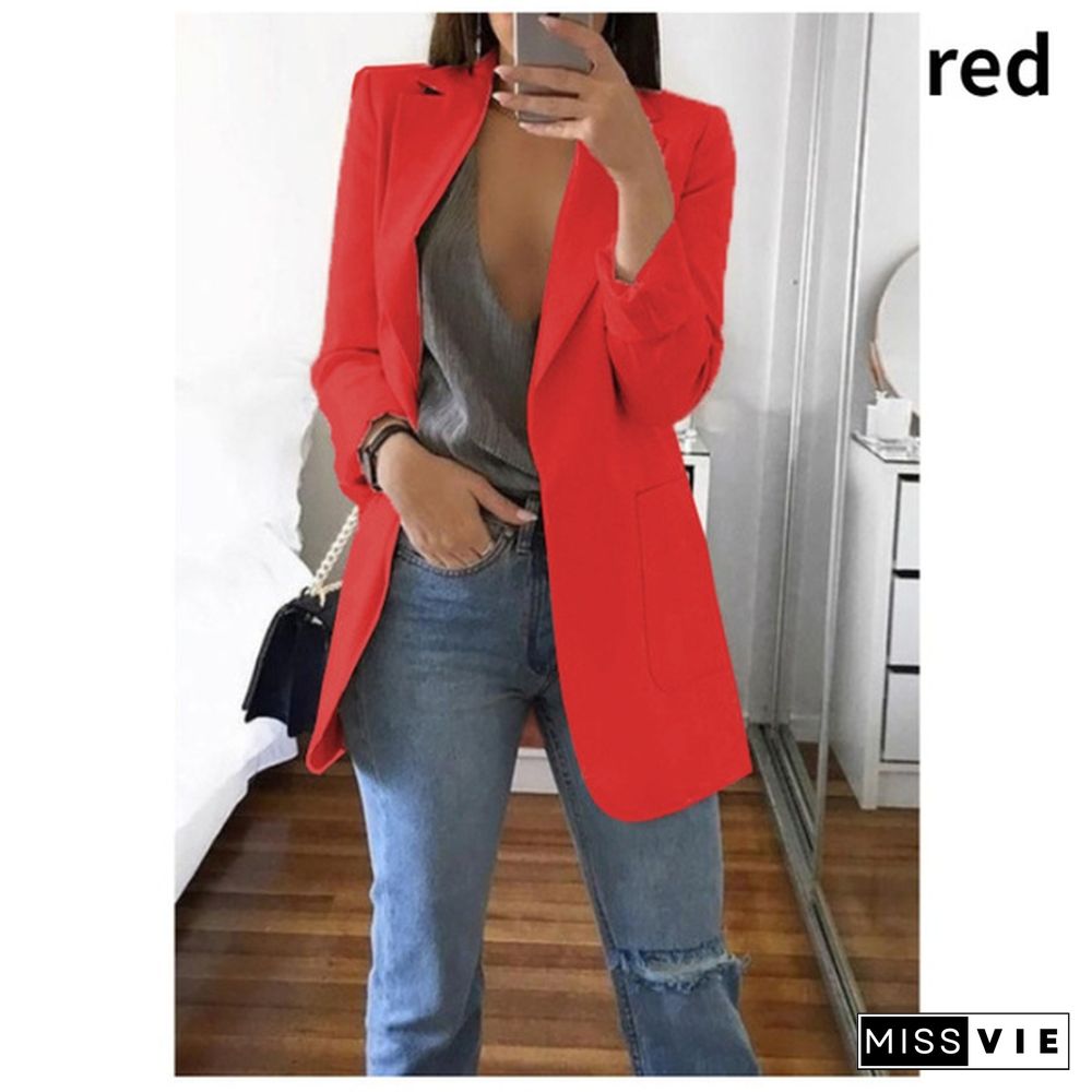 New Fashion Casual Women Slim Suit Retro Solid Color Suits Jacket Long Sleeve Blazers Office Tops Female Jacket Blazers Plus Size S-5Xl