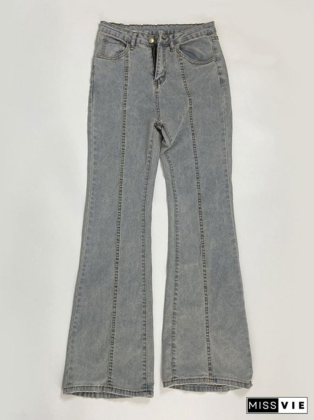 Seam Detail High Waist Flare Jeans