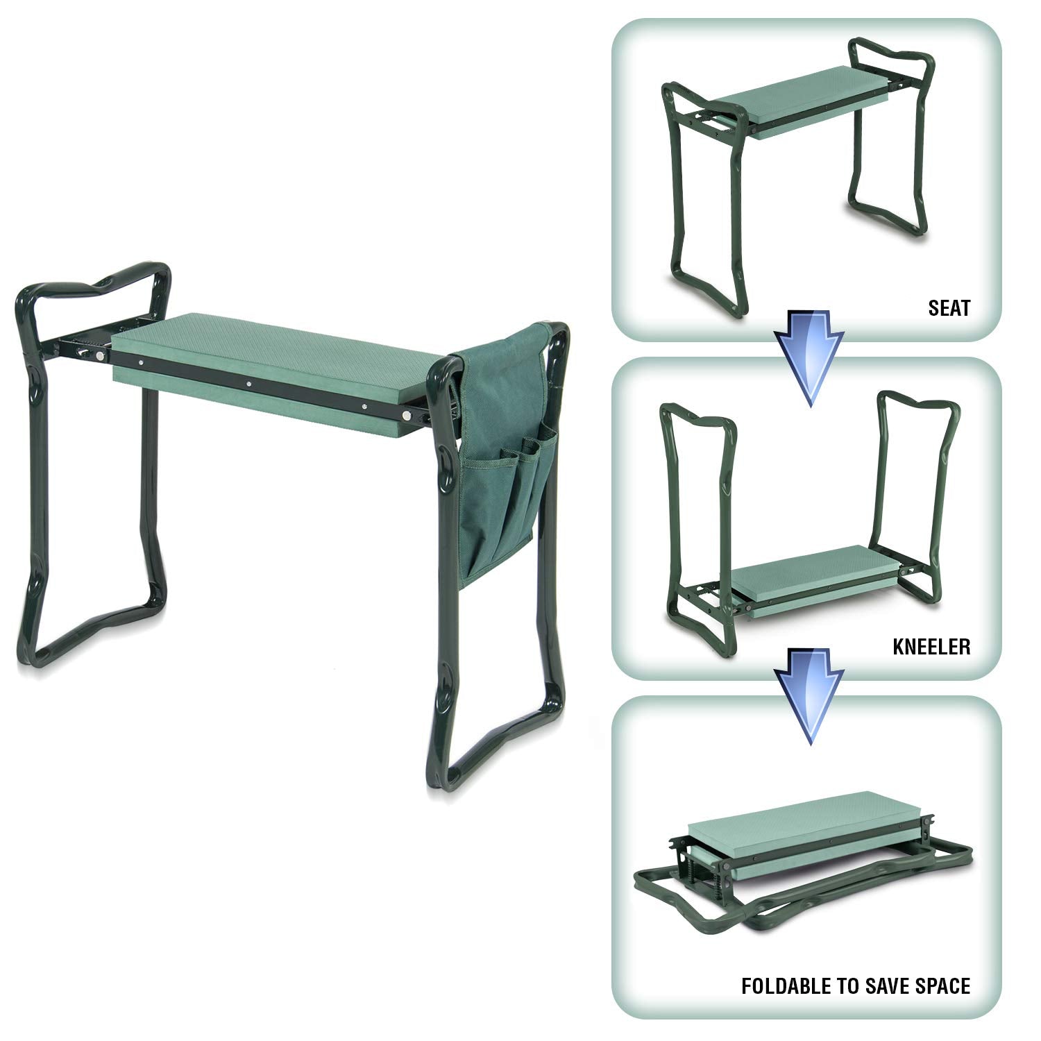 Garden Kneeler And Seat - Protects Your Knees, Clothes From Dirt & Grass Stains - Foldable Stool For Ease Of Storage