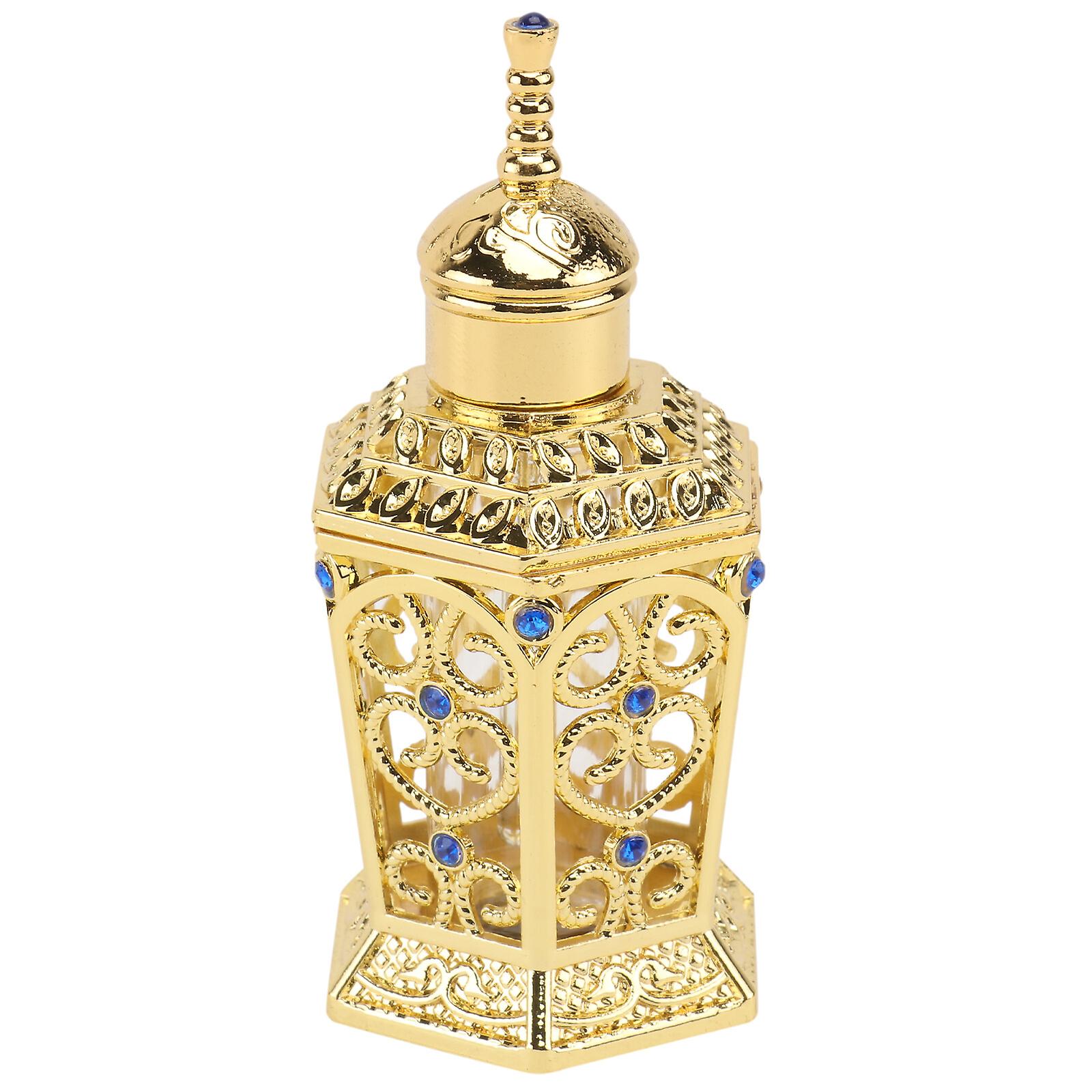 1pc Alloy Glass Perfume Bottle Delicate Essential Oil Container Golden