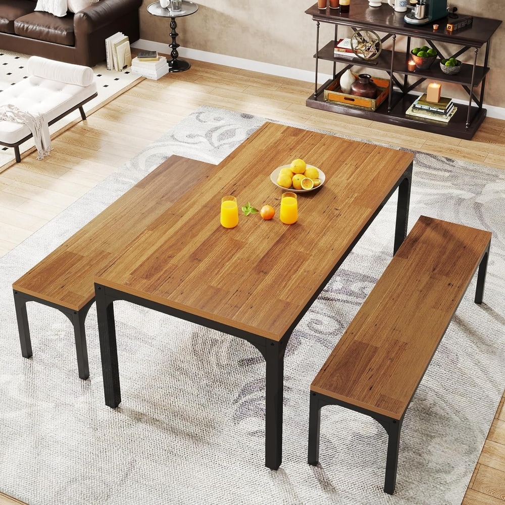 3 Pieces Rectangular Dining Table Set for 6 People