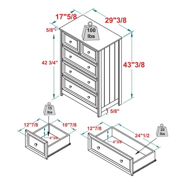 Middlebrook Designs Groove Side 5-Drawer Chest