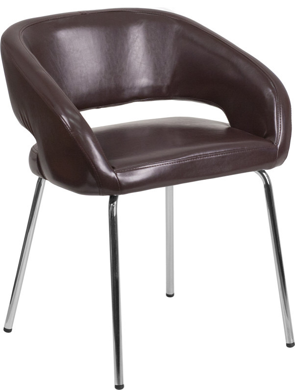 Fusion Series Contemporary Brown Leather Side Reception Chair   Midcentury   Armchairs And Accent Chairs   by ShopFreely  Houzz