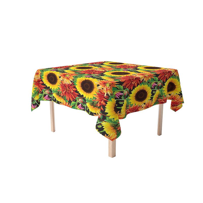 Square Tablecloth， 100% Polyester， 60x60， Sunflower Garden