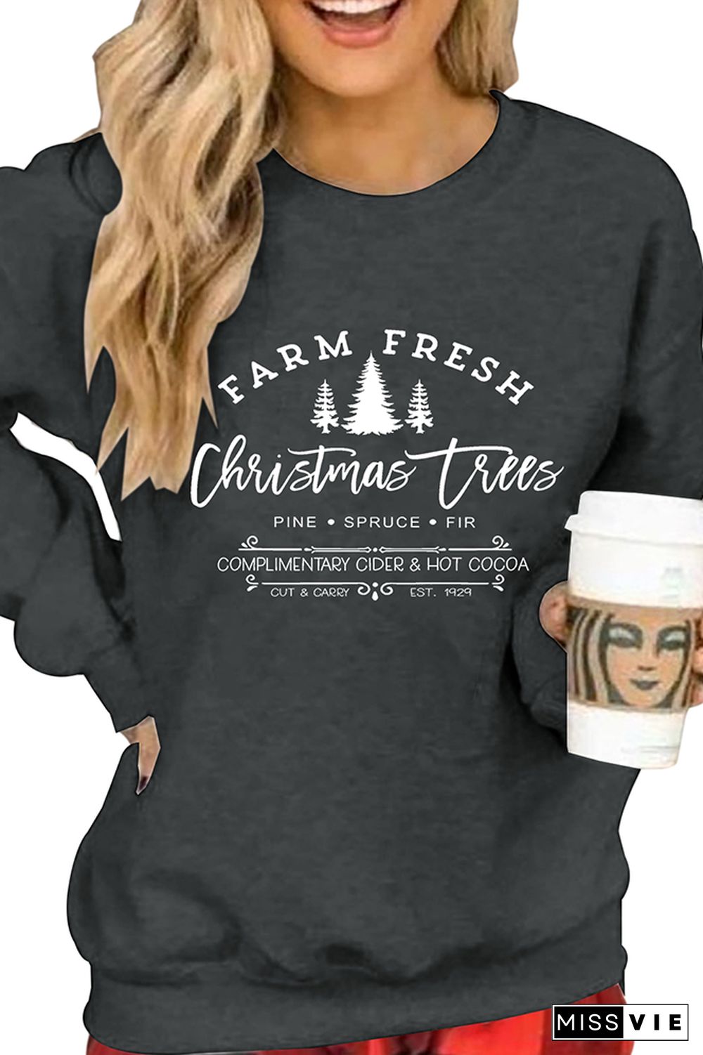 Farm Fresh Christmas Trees Pullover Sweatshirt Women Wholesale