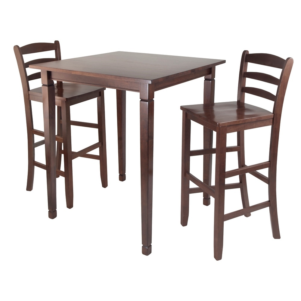 3 Pc High Table with Ladder back Bar Stools  Walnut