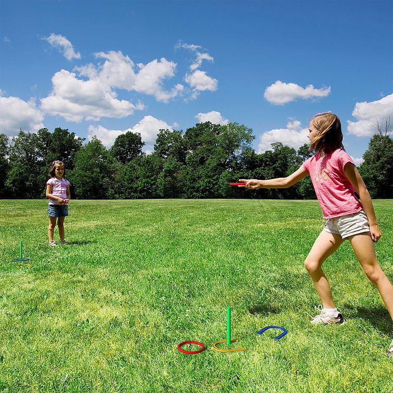 Hey! Play! 2-in-1 Horseshoe and Ring Toss Outdoor Combo Game Set