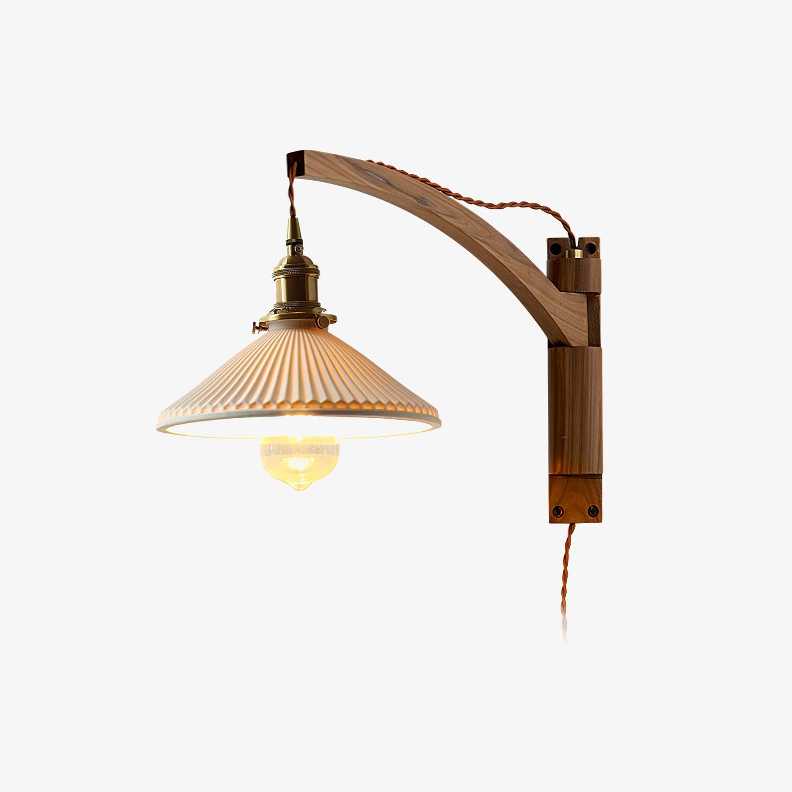 Walnut Swing Arm Wall Lamp