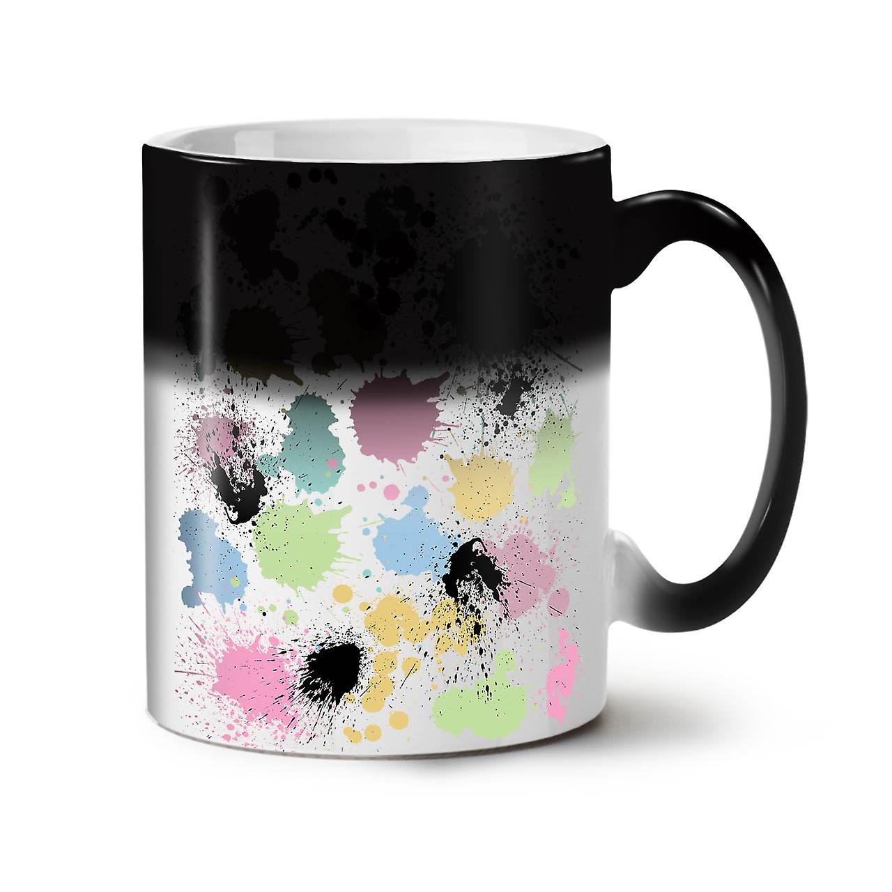 Paint Drops NEW Black Colour Changing Tea Coffee Ceramic Mug 11 oz | Wellcoda