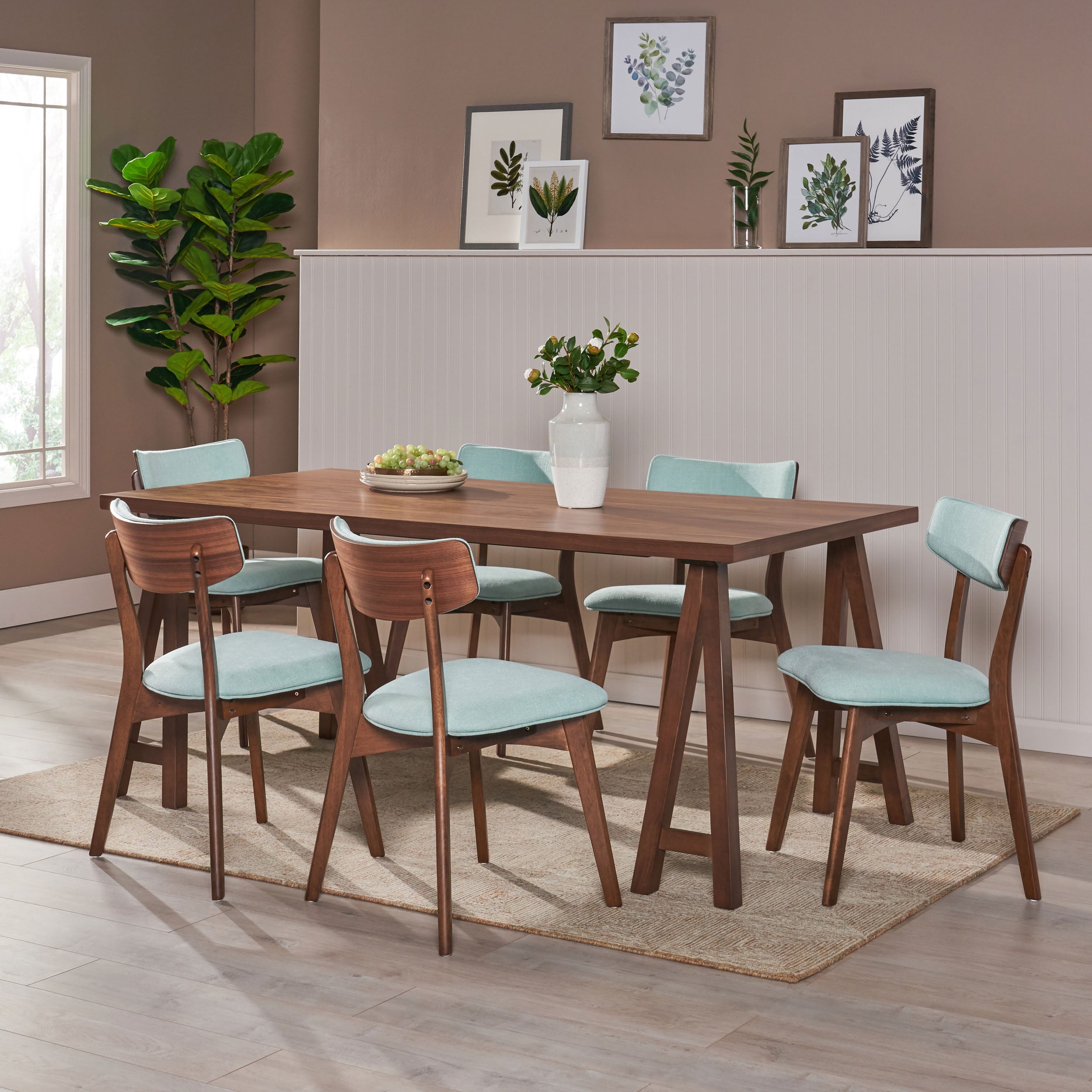 Turat Mid-Century Modern 7 Piece Dining Set with A-Frame Table