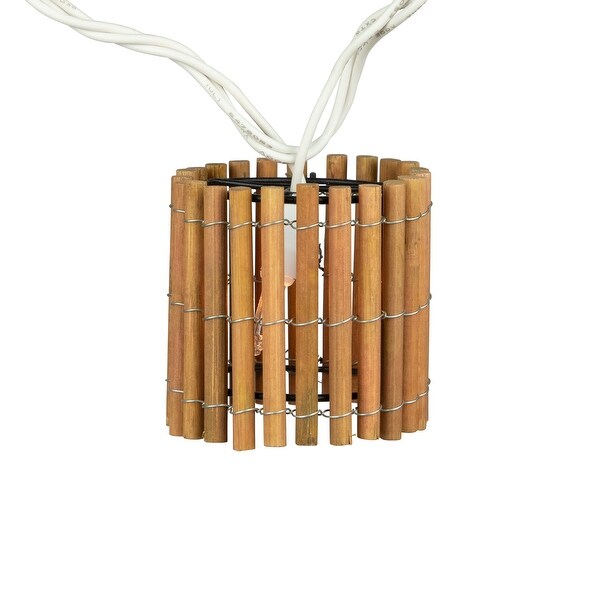 10 Brown Tropical Bamboo Patio String Light Set，7.25ft White Wire