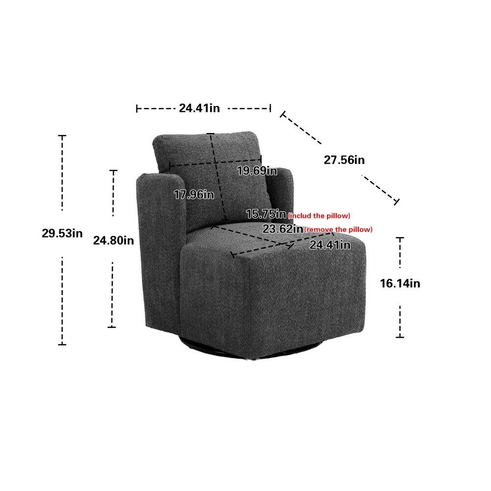 Chenille Upholstered 360 Degree Swivel Barrel Chair For Living Room Bedroom