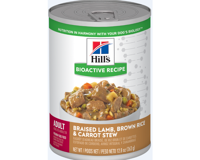 Hills Bioacitve Recipe Adult Braised Lamb - Brown Rice and Carrot Stew Canned Dog Food 12.8 oz Can 603758