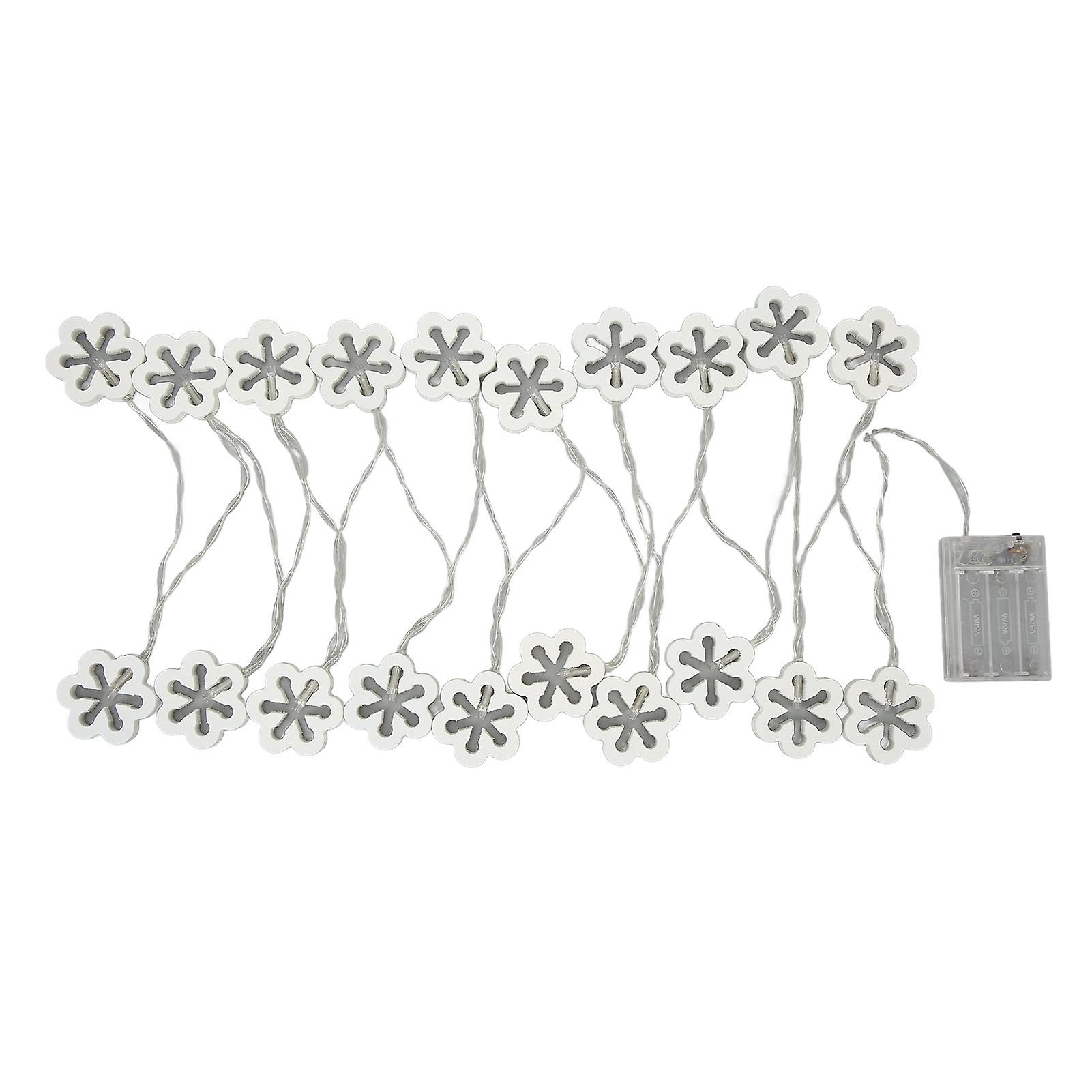 20 LEDs Warm Light LED String Lamp Battery Powered Wooden Flower LED Fairy Lights String for Home Festival Decor White 3 Meters