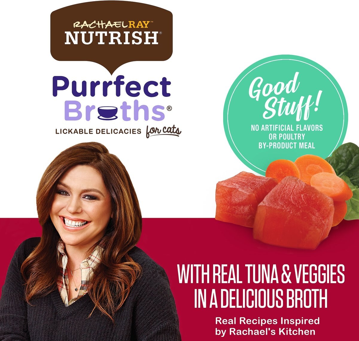 Rachael Ray Nutrish Purrfect Broths All Natural Grain-Free Tasty Tuna Recipe Cat Food Topper