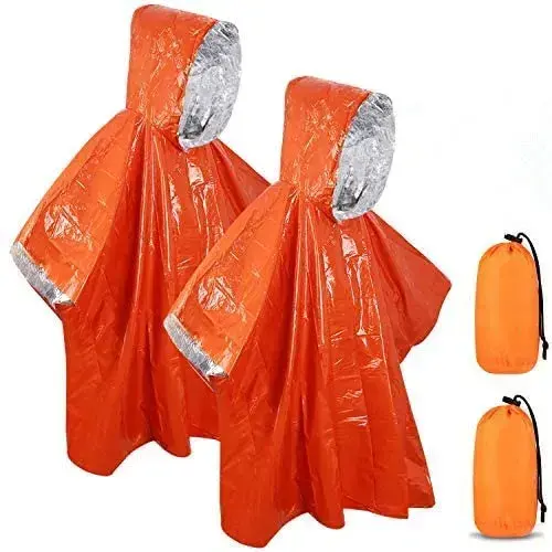 Hot Selling Emergency Blankets Raincoat Survival Gear Equipment Waterproof Camping Warming Rain Poncho for Outdoor Hiking