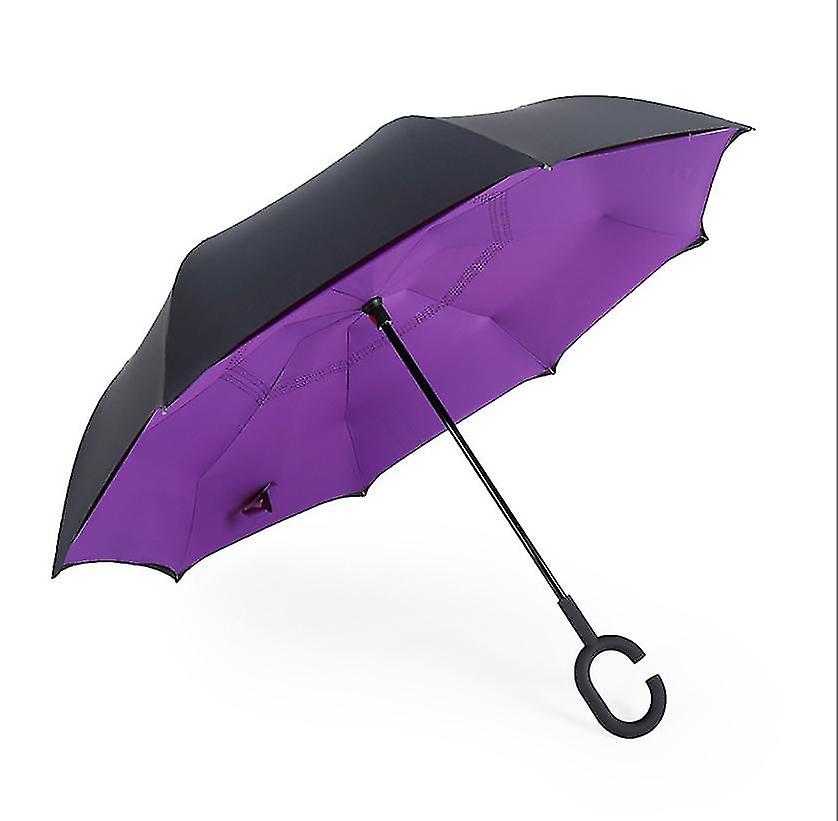 C Handle Umbrella Folding Rainproof Windproof Umbrella Double Layer Reverse