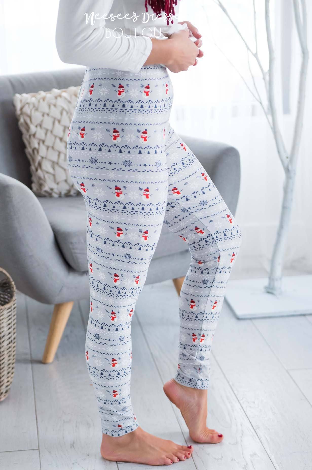 Mini Snowmen & Snowflakes Christmas Leggings