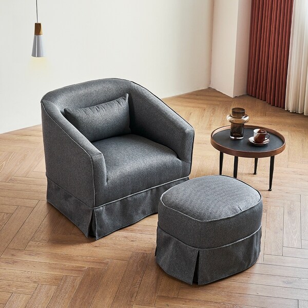 Swivel Barrel Chair With Ottoman，Swivel Accent Chairs Armchair for Living Room