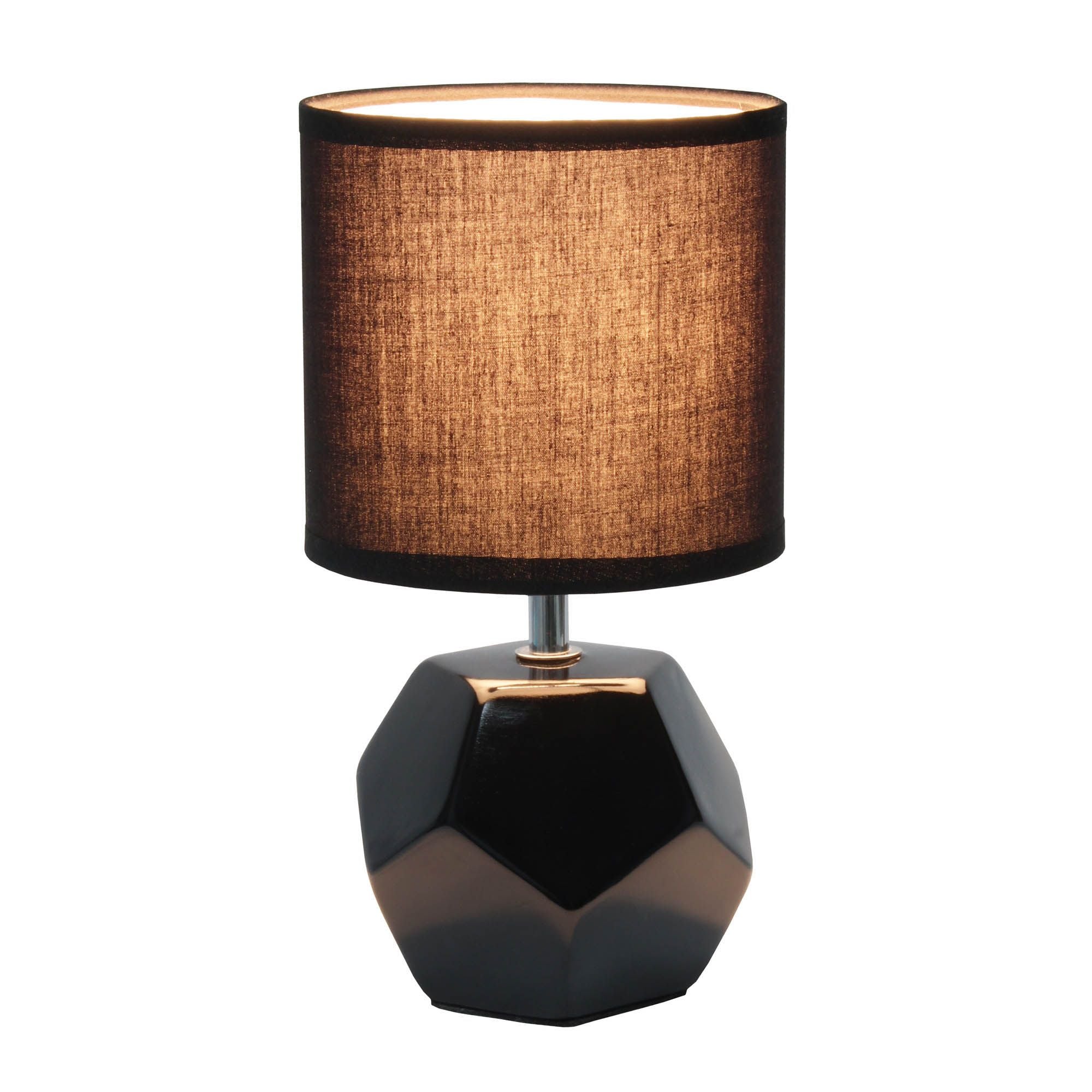 Simple Designs Round Prism Mini Table Lamp with Matching Fabric Shade