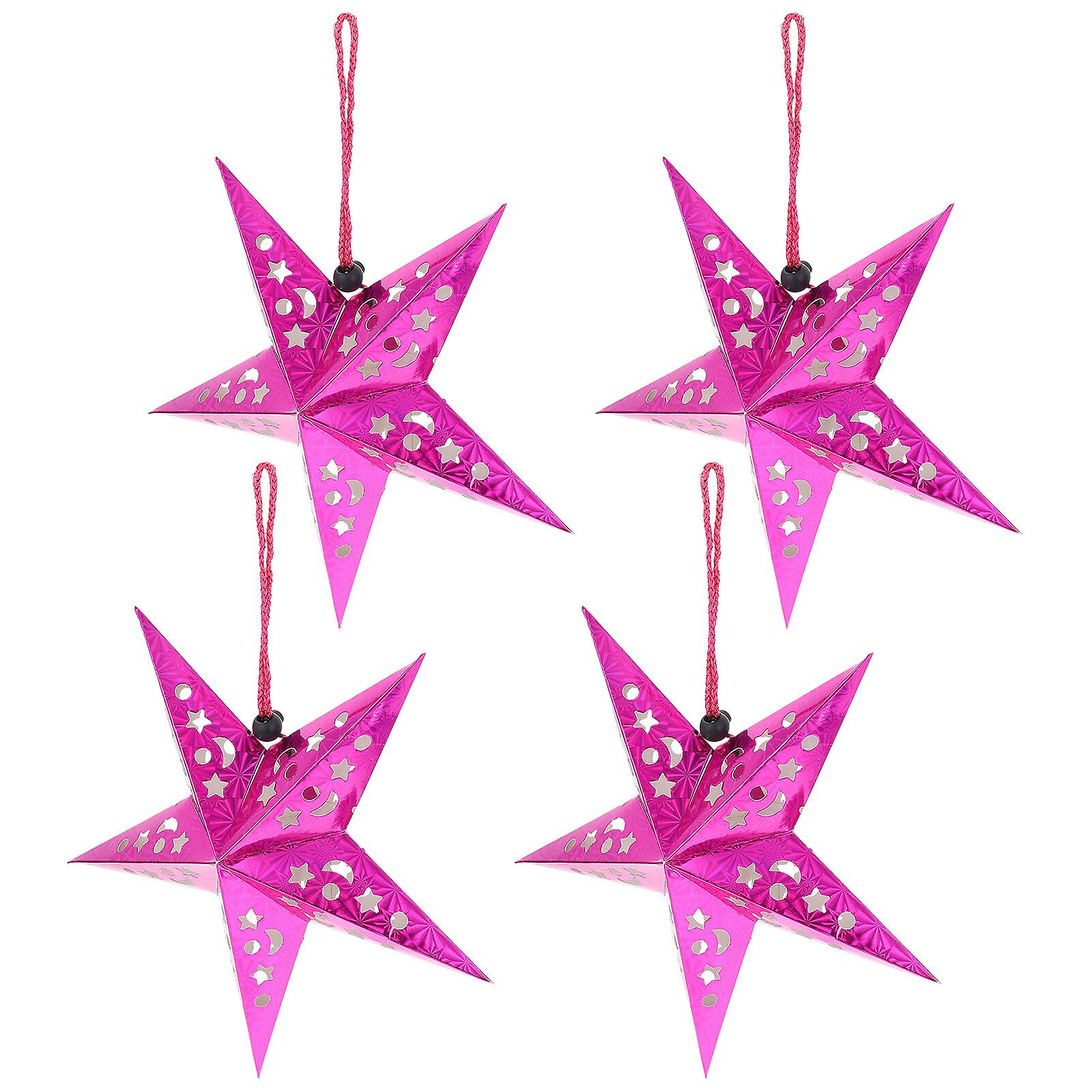 4 Sets Creative Christmas Five-pointed Star Lamps Festival Hanging Lights