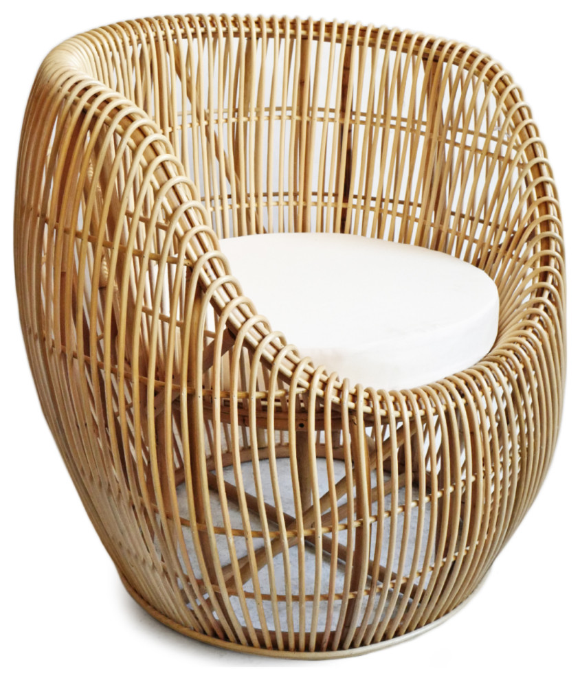 Rattan Bamboo Barrel Chair   Tropical   Outdoor Lounge Chairs   by Design Mix Furniture  Houzz