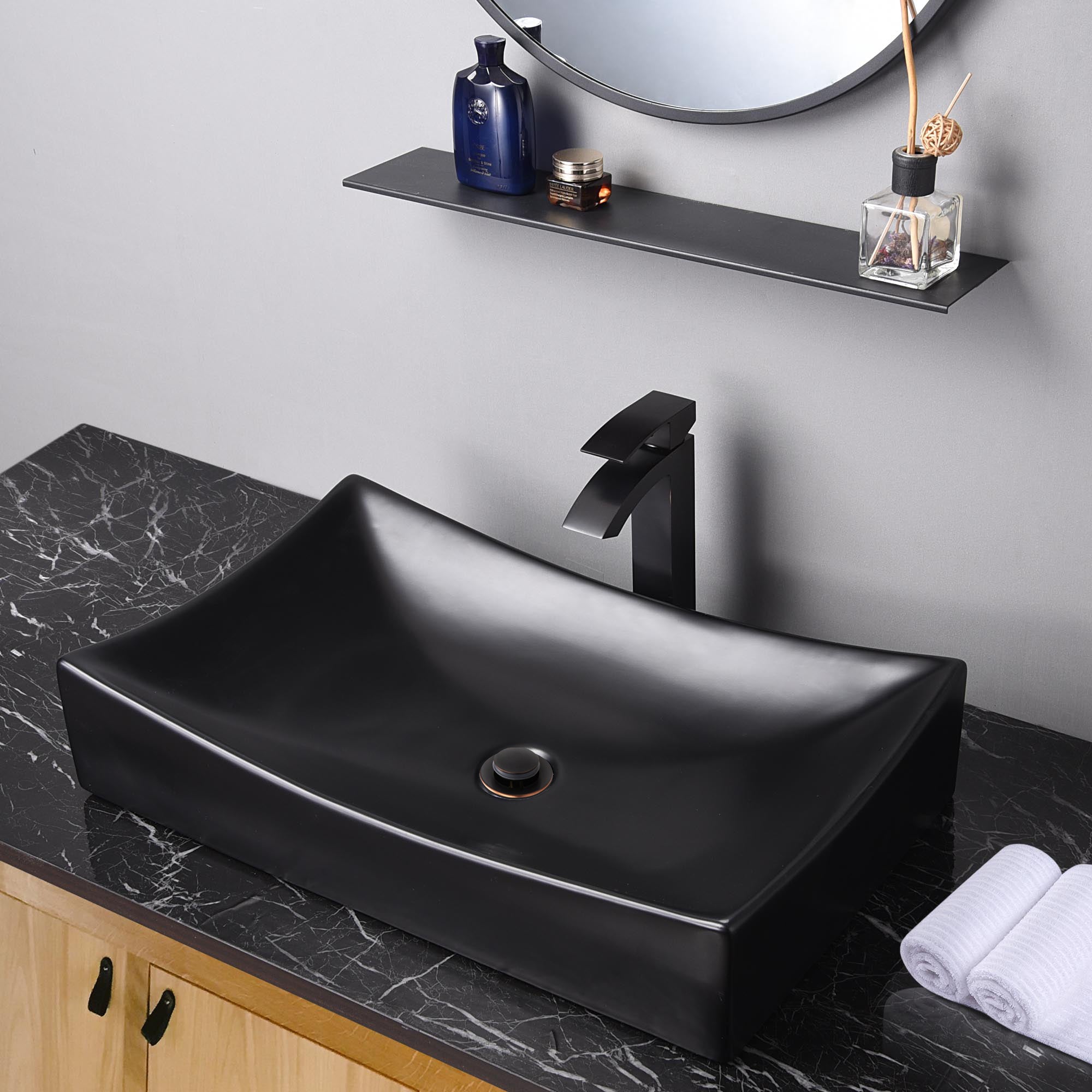 Aquaterior Rectangular Porcelain Bathroom Sink 26x16