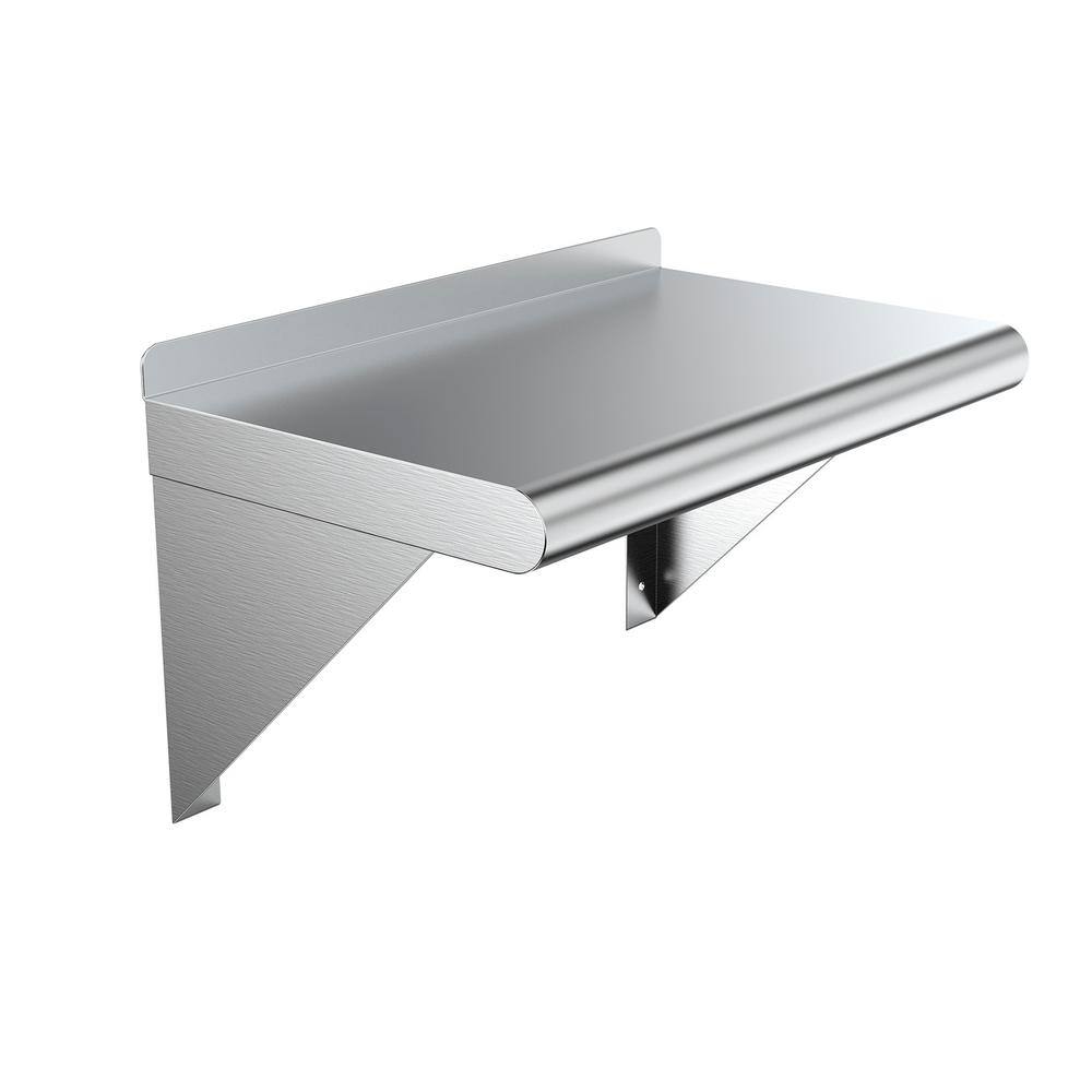 AMGOOD 10 in. x 24 in. Stainless Steel Wall Shelf. Kitchen Restaurant Garage Laundry Metal Shelf with Brackets AMG WS-1024