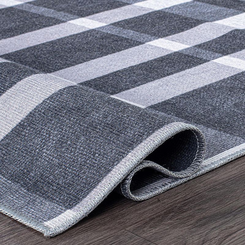 World Rug Gallery Modern Plaid Machine Washable Area Rug