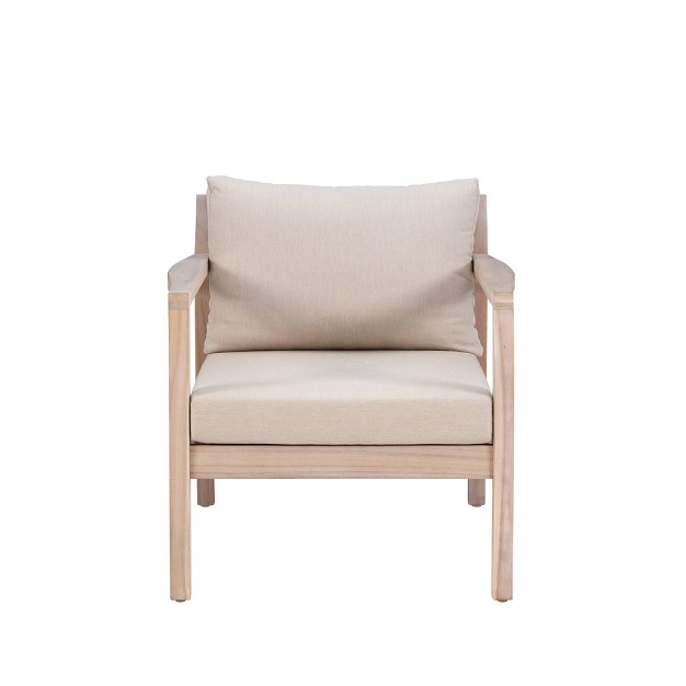 Linon 2pk Melita Acacia Arm Chairs Beige natural