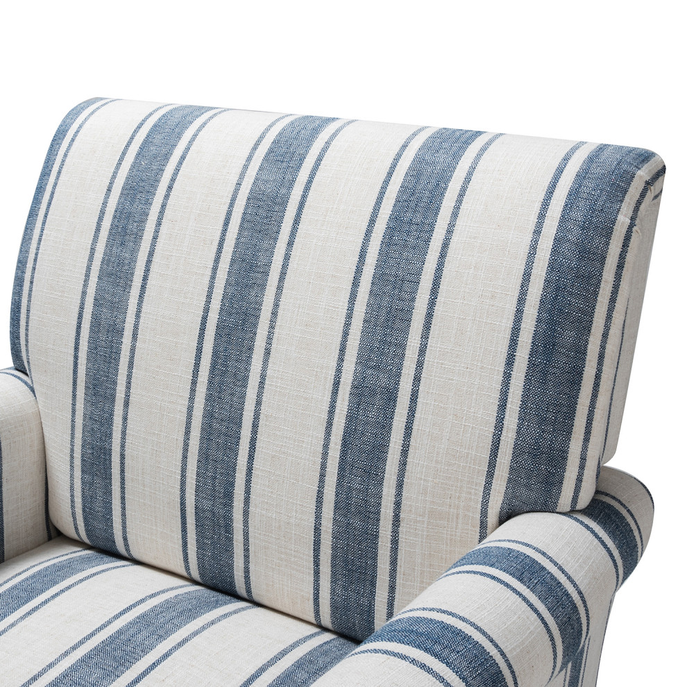 Mid century Stripe Armchair With Wing Back   French Country   Armchairs And Accent Chairs   by Karat Home  Houzz