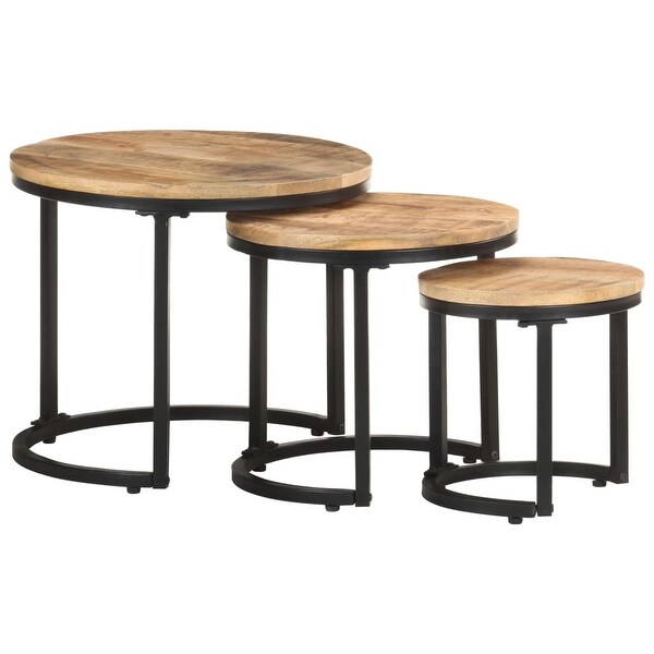 vidaXL Side Tables 3 pcs Rough Mango Wood