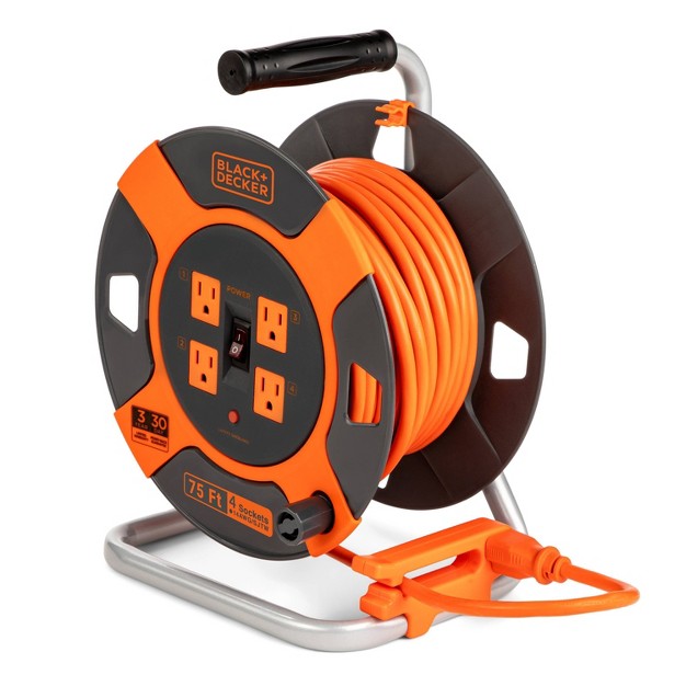 Black decker 75 x27 Cord Reel 14awg 4 Outlets